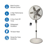 Lasko Performance 18" Pedestal Fan (3-speed, remote, timer, white)