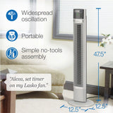 Lasko Xtra Air 48" Tower Fan (4-speed, remote, timer, alexa enabled, white)