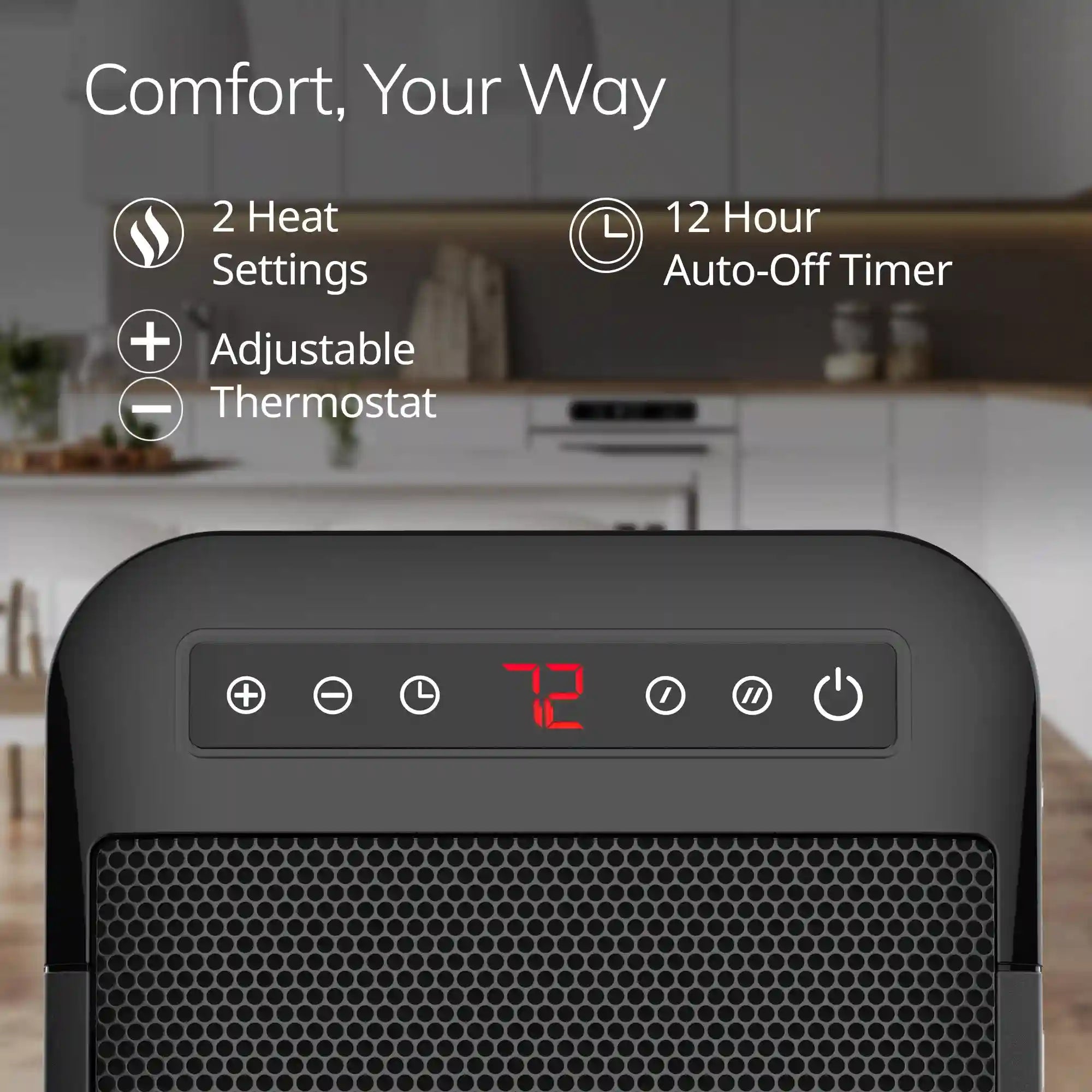 Lasko CD09101 MyHeat Max 9" Digital Ceramic Space Heater with Tip Switch, Black