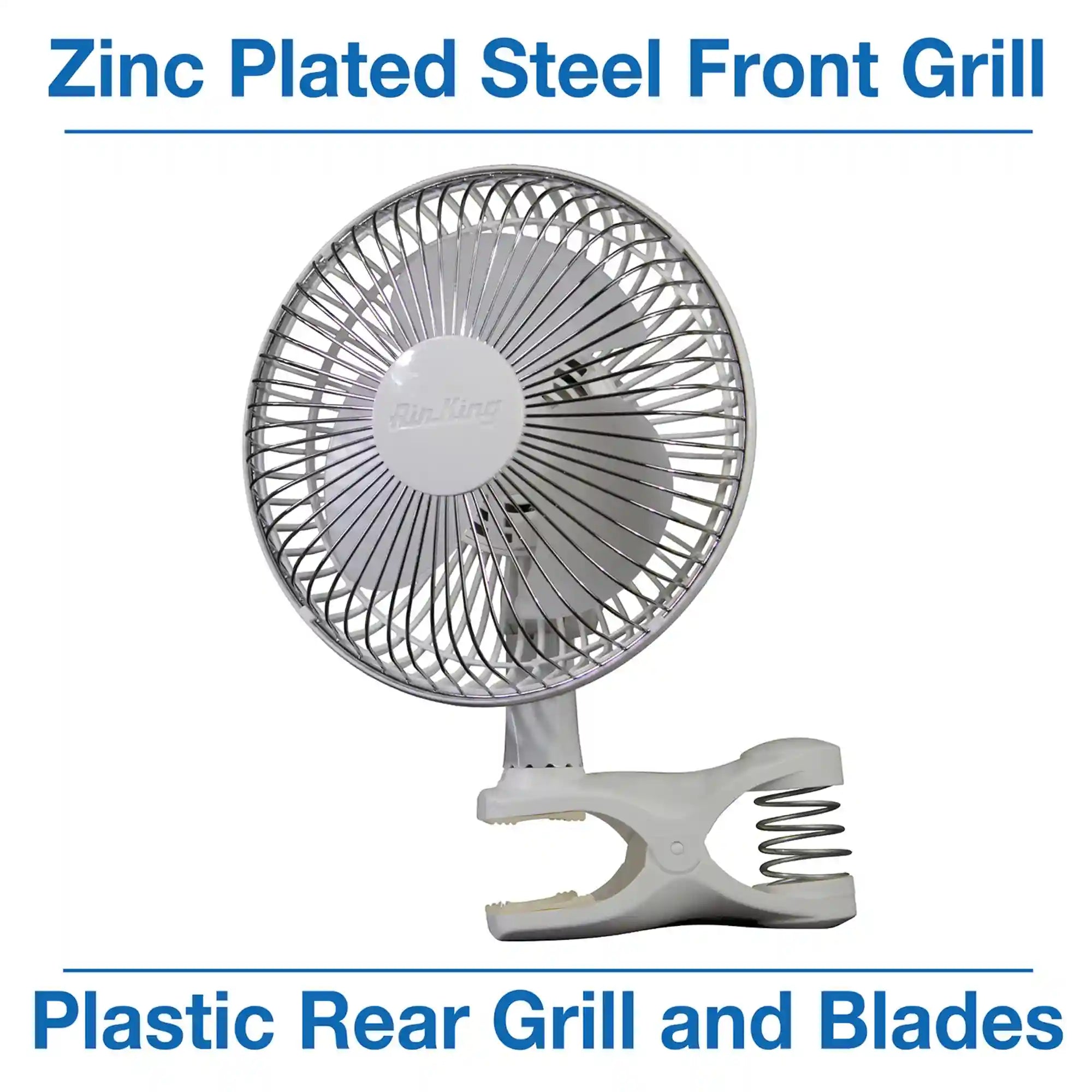 Air King 6" Clip-On Personal Fan (2-speed, manual, white)
