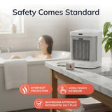 Lasko 8" Bathroom Ceramic Heater (2 heat settings, timer, ALCI saftey plug, white)