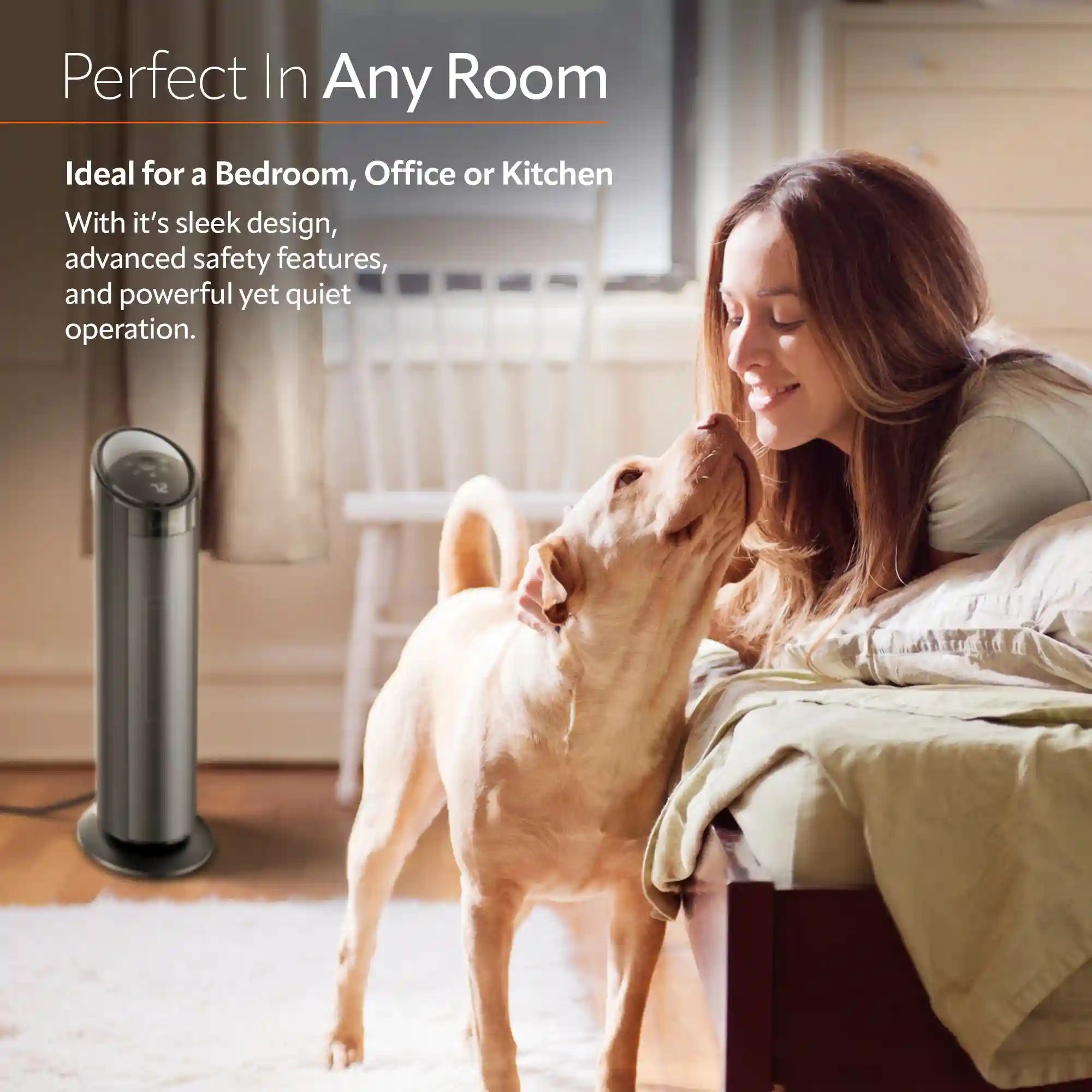 Lasko 22" Ceramic Tower Space Heater with Remote (black, model CT22495)