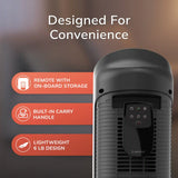 Lasko 1500W Electric Portable Oscillating Ceramic Space Heater Tower with Digital Display, 5538, Gray