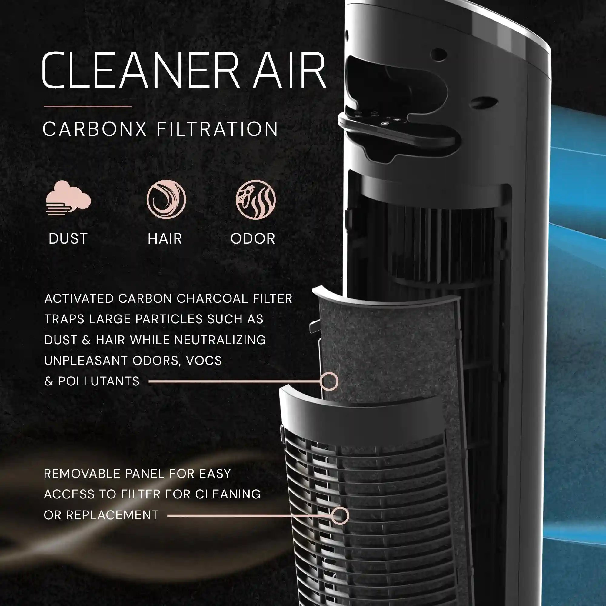 Lasko Summit 36" Tower Fan & Air Cleaner (4-speed, remote, mesh filtration, black)