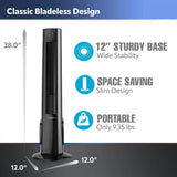 Lasko 38" Hybrid Tower Fan (4-speed, remote, timer, black/silver)