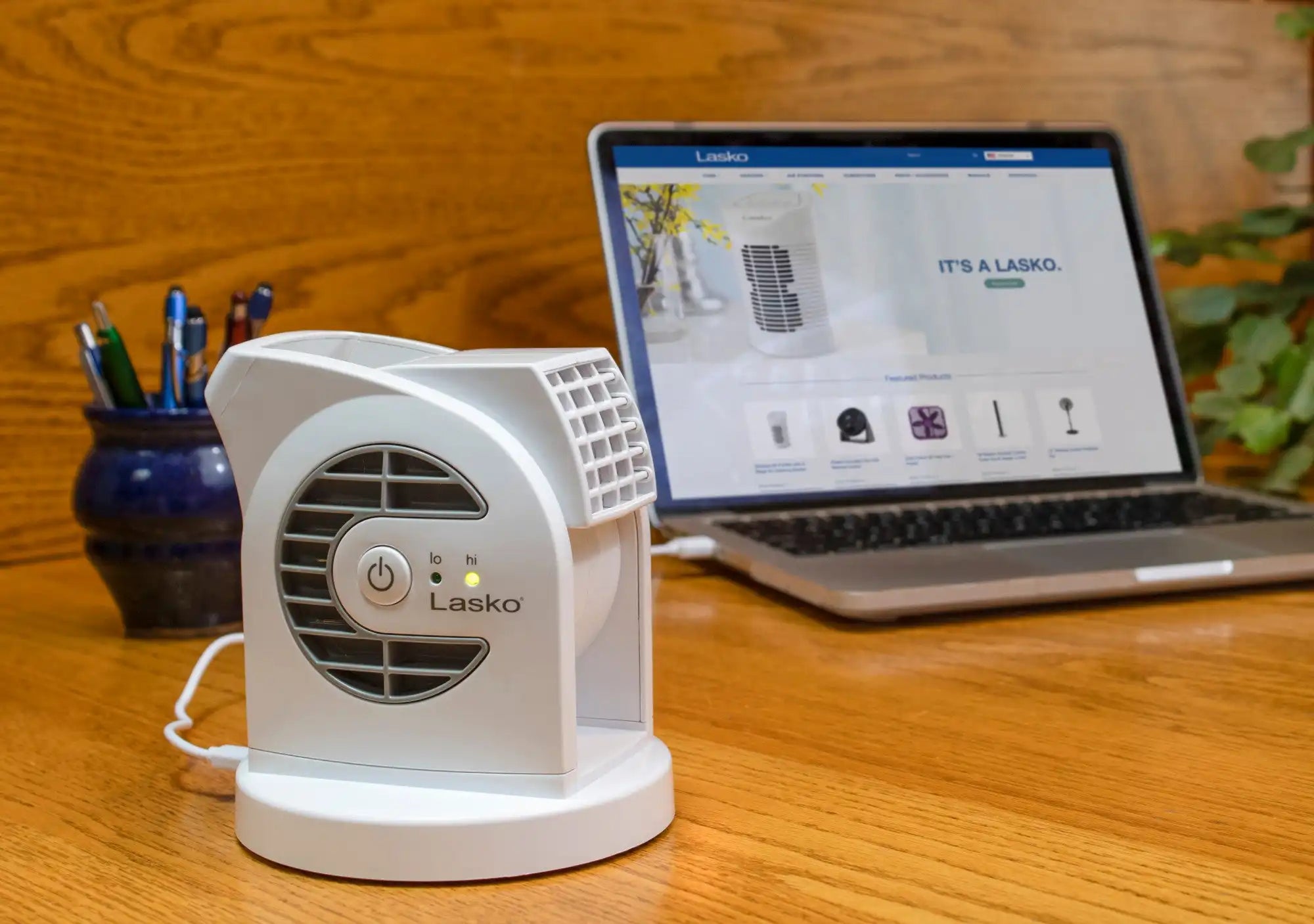 Lasko MyCool™ Mini Blower Fan (2-speed, USB, AC Adapter, white)