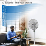 Lasko WhisperForce™ 18" 4-speed EcoQuiet DC Motor Pedestal Fan with Remote & Timer (white, model S18705)