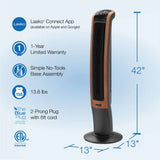 Lasko Wind Curve® 42" Tower Fan (3-speed, remote, timer, bluetooth, black/woodgrain)