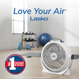 Lasko Wind Machine® 20" Air Circulator Floor Fan (3-speed, manual, 360° airflow, light gray)