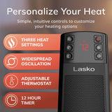 Lasko CT22850 1500W Ceramic Tower Space Heater with Tip-Switch and Remote: Black