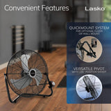 Lasko QuickMount® 20" High Velocity Floor & Wall Mount Fan (3-speed, manual, black)
