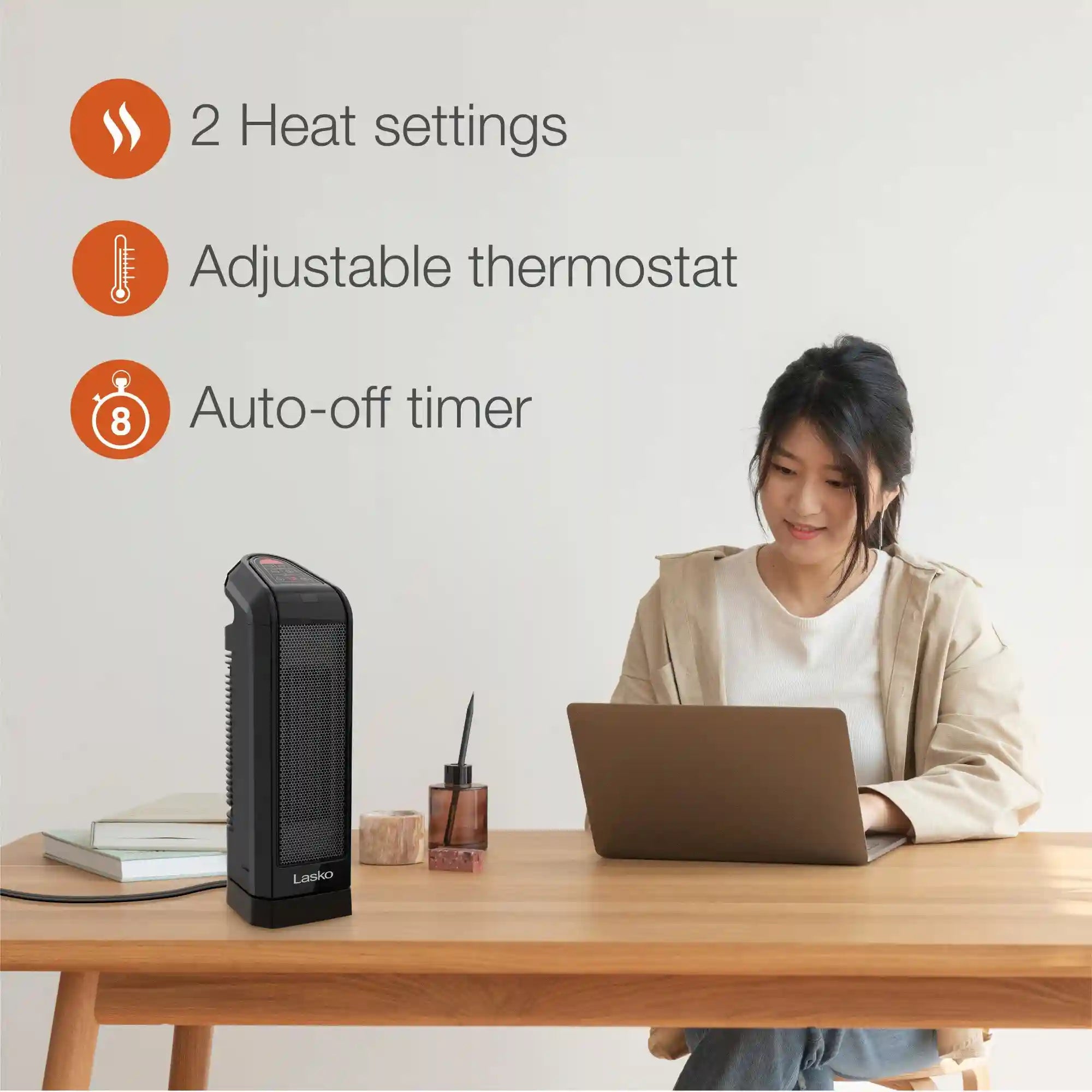 Lasko 16" Digital Ceramic Tower Heater with Remote (black, model CT16670)