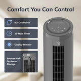 Lasko RTF100 54" Oscillating 8-Speed DC Motor Pedestal Tower Fan with Remote: Gray