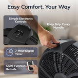 Lasko Cyclone® 20" Air Circulator Floor Fan (4-speed, remote, timer, 90° airflow, black)
