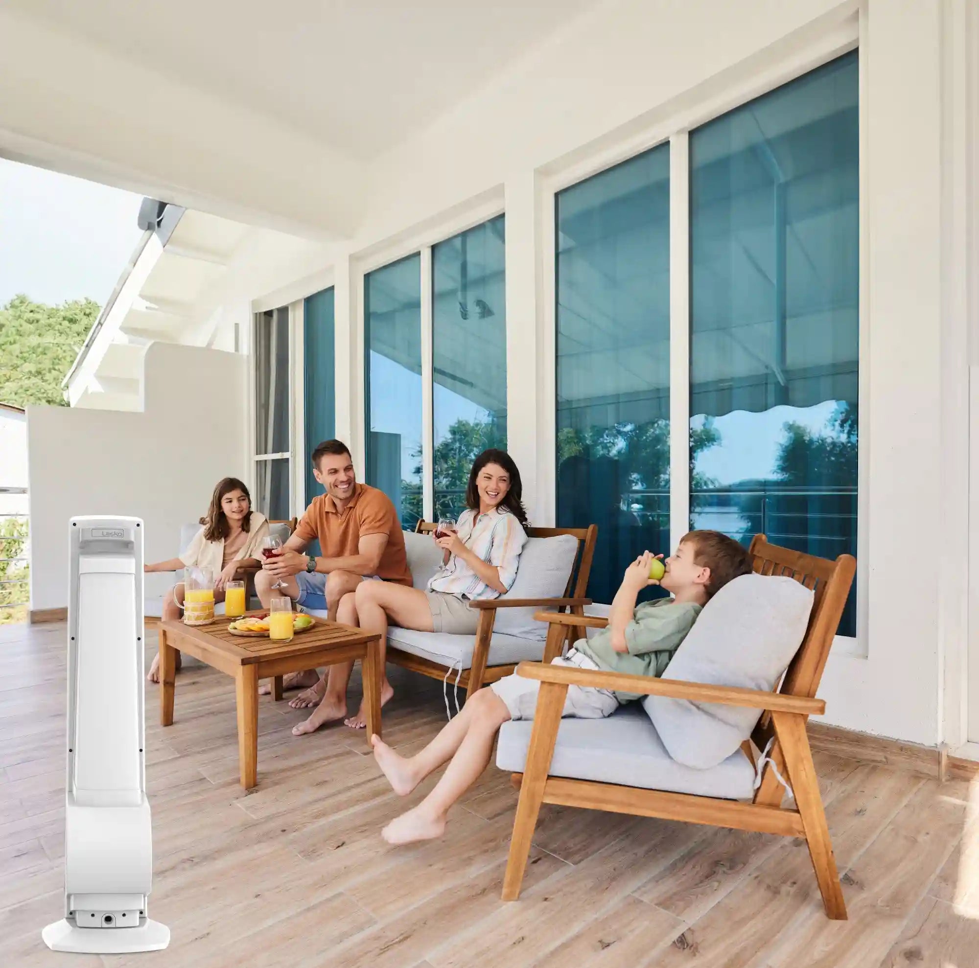 Lasko YF321 42" Misting Outdoor Tower Fan with 10-Foot Power Cord and 4 speeds: White