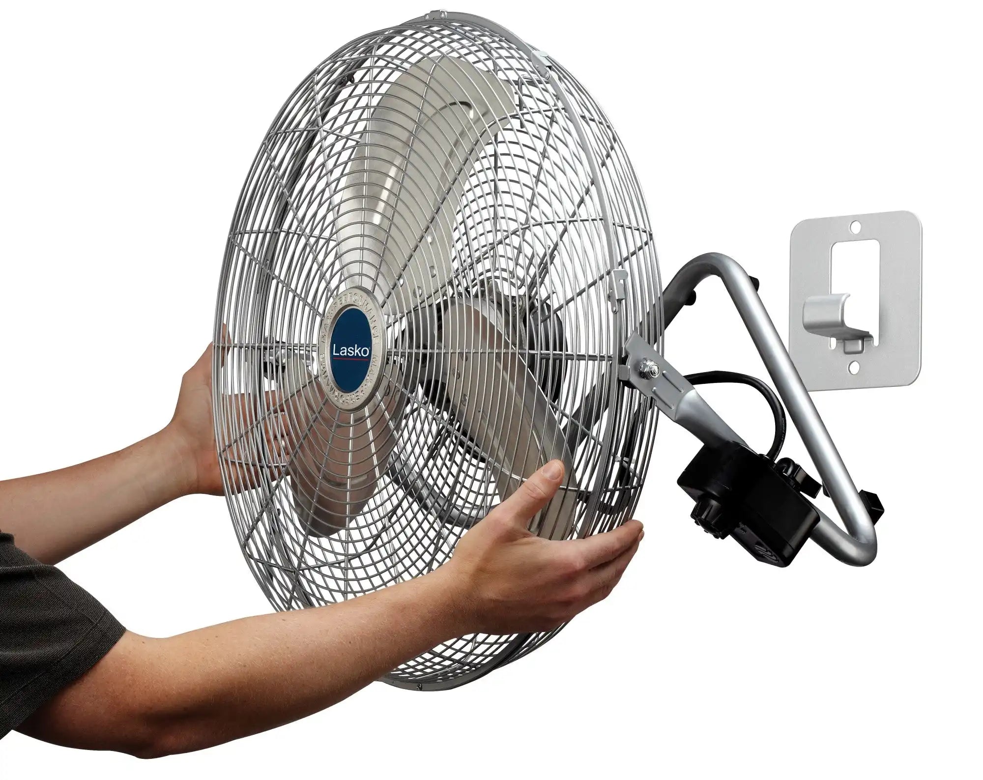 Lasko QuickMount® 20" High Velocity Floor & Wall Mount Fan (3-speed, manual, silver)