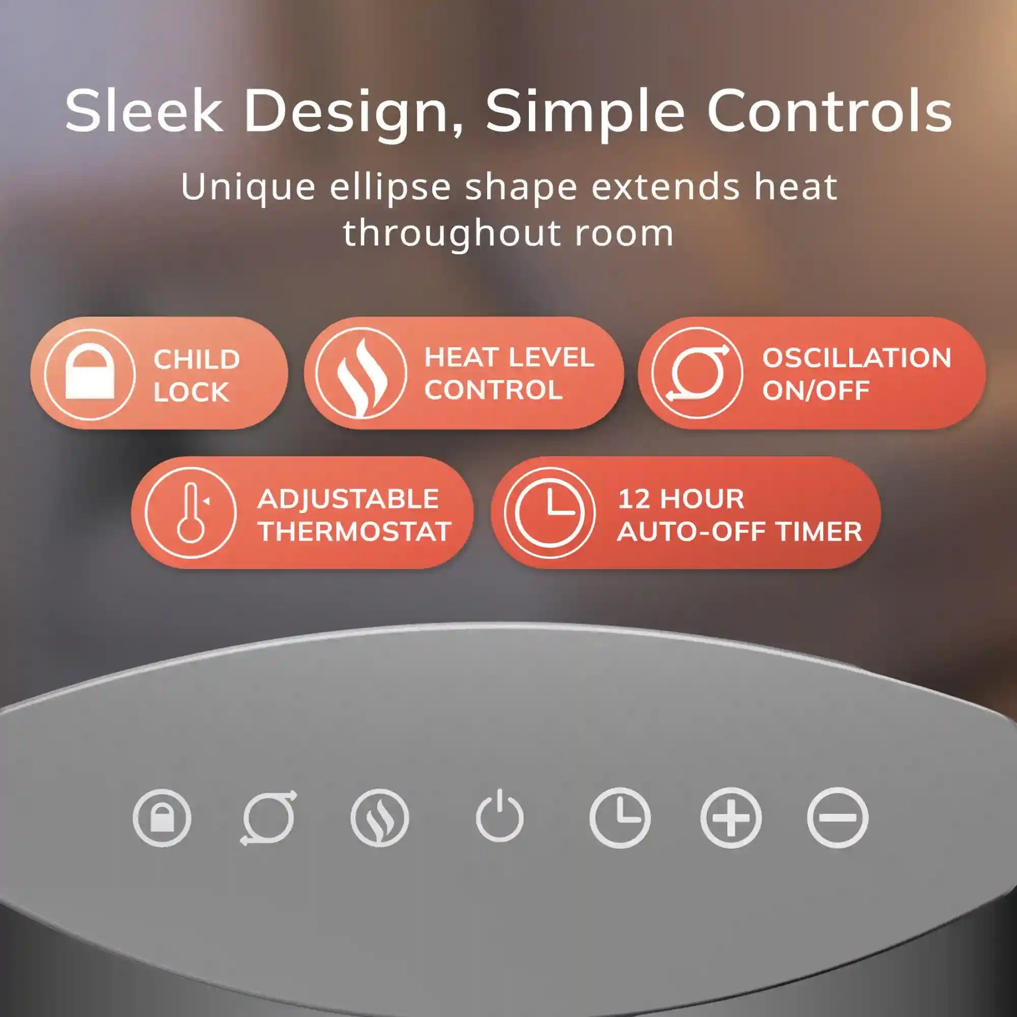 Lasko Ellipse 12" Table Top Heater (remote, timer, thermostat, tip-over switch, child lock, silver)