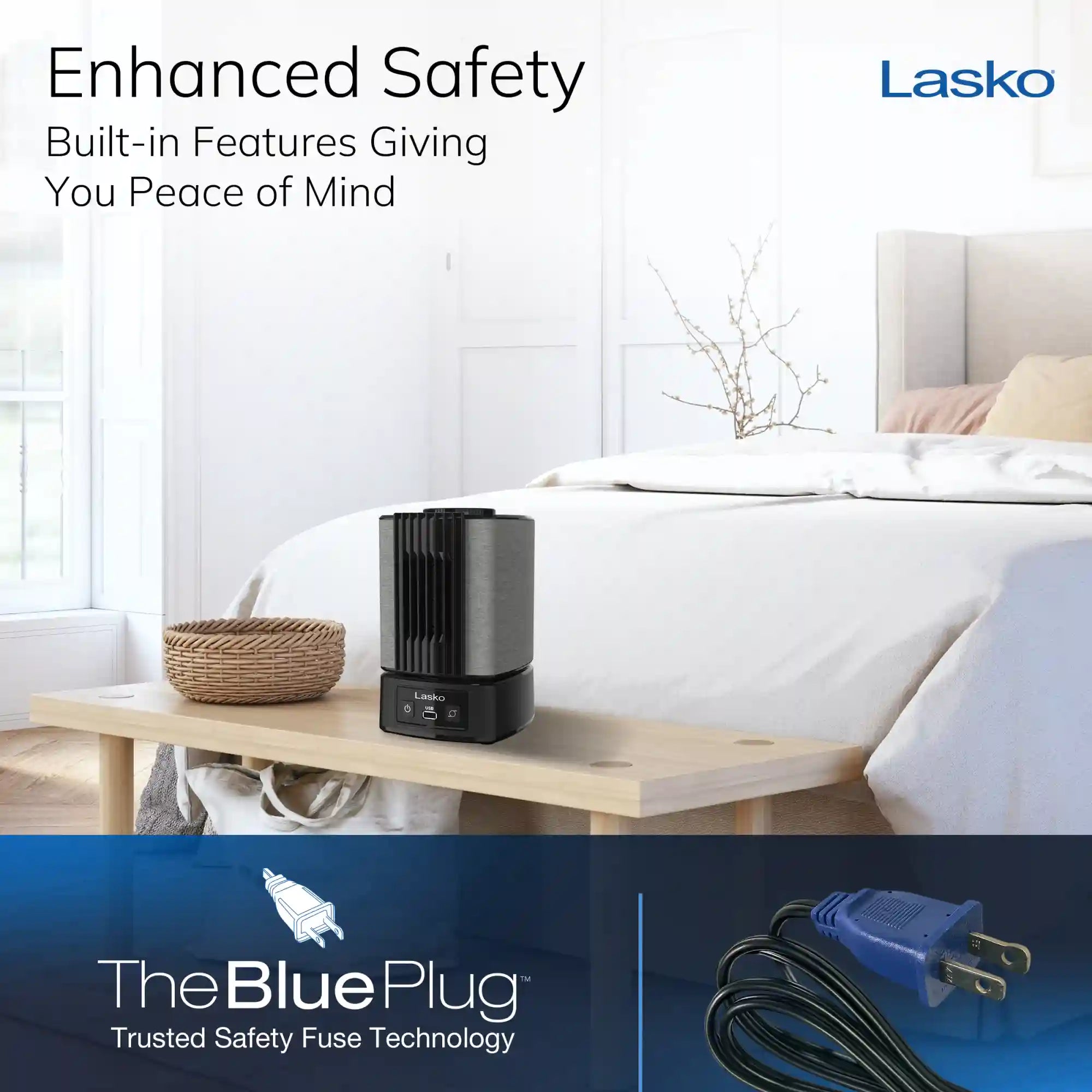 Lasko SlumberBreeze 2-in-1 Table Fan and White Noise Machine, SB100, Black