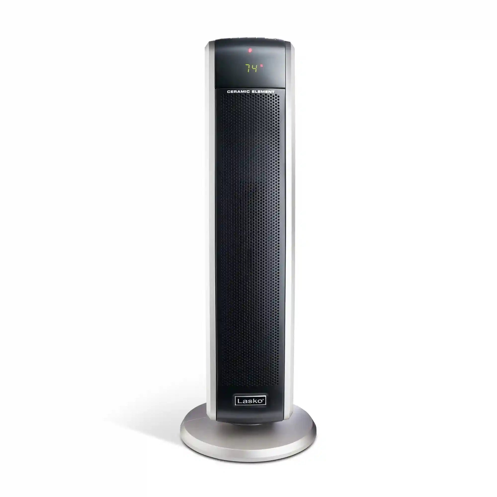 Lasko 29" Digital Ceramic Tower Heater (2 heat settings, remote, timer, black/silver)