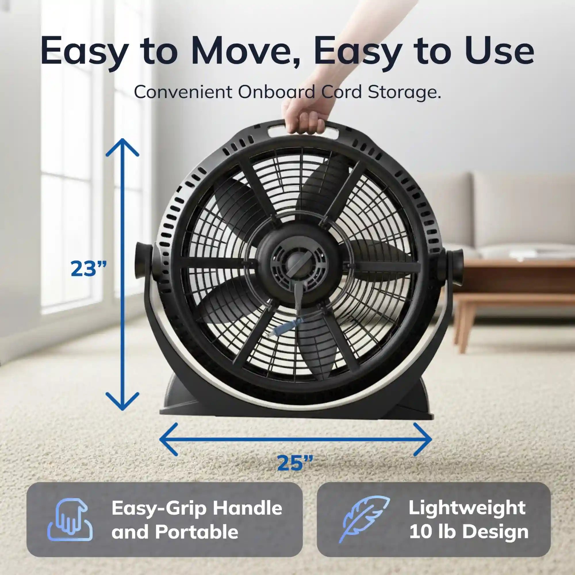 Lasko Wind Machine® 20" Air Circulator Floor Fan (3-speed, manual, 360° airflow, black)