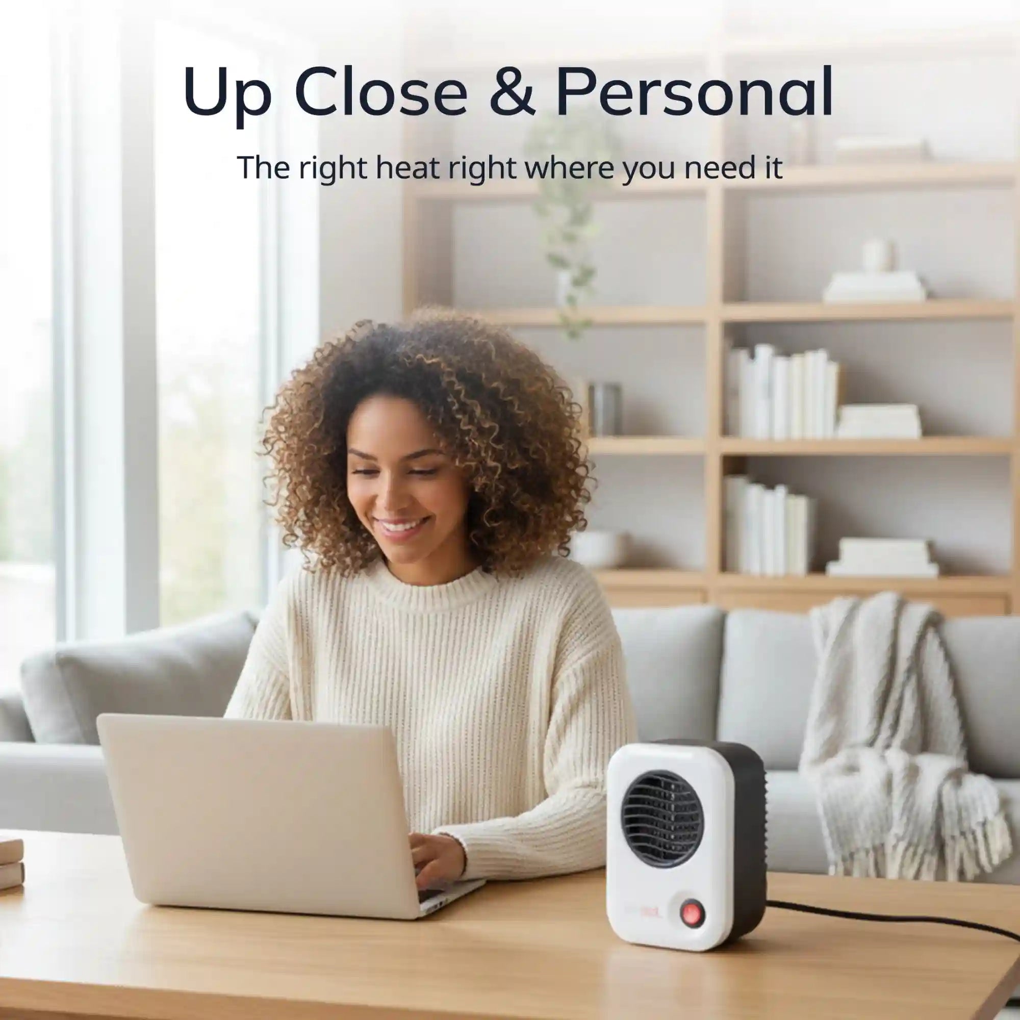 Lasko 200W MyHeat Personal Desk/Tabletop Space Heater with Simple Controls, 101, White