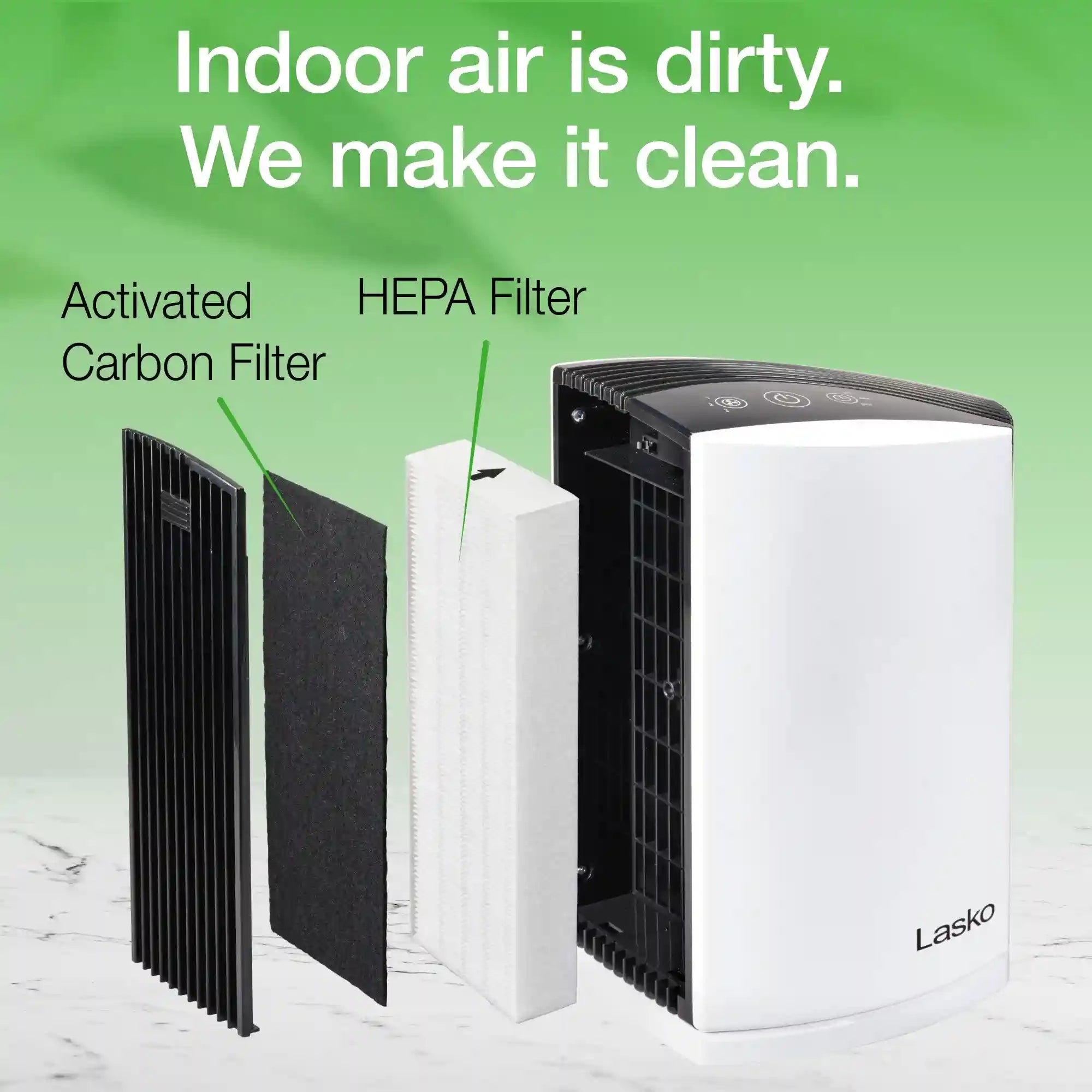 Lasko True HEPA Filter Desktop Air Purifier with Timer, LP200, White