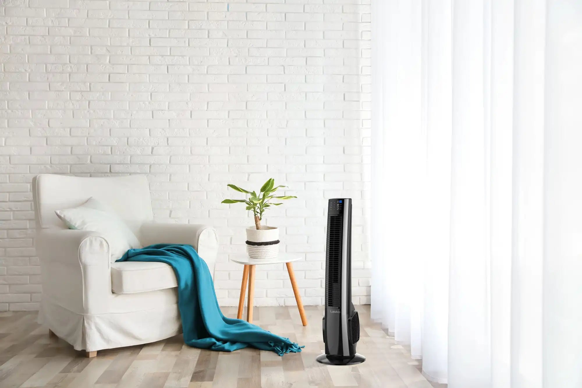 Lasko 38" Hybrid Tower Fan (4-speed, remote, timer, black/silver)