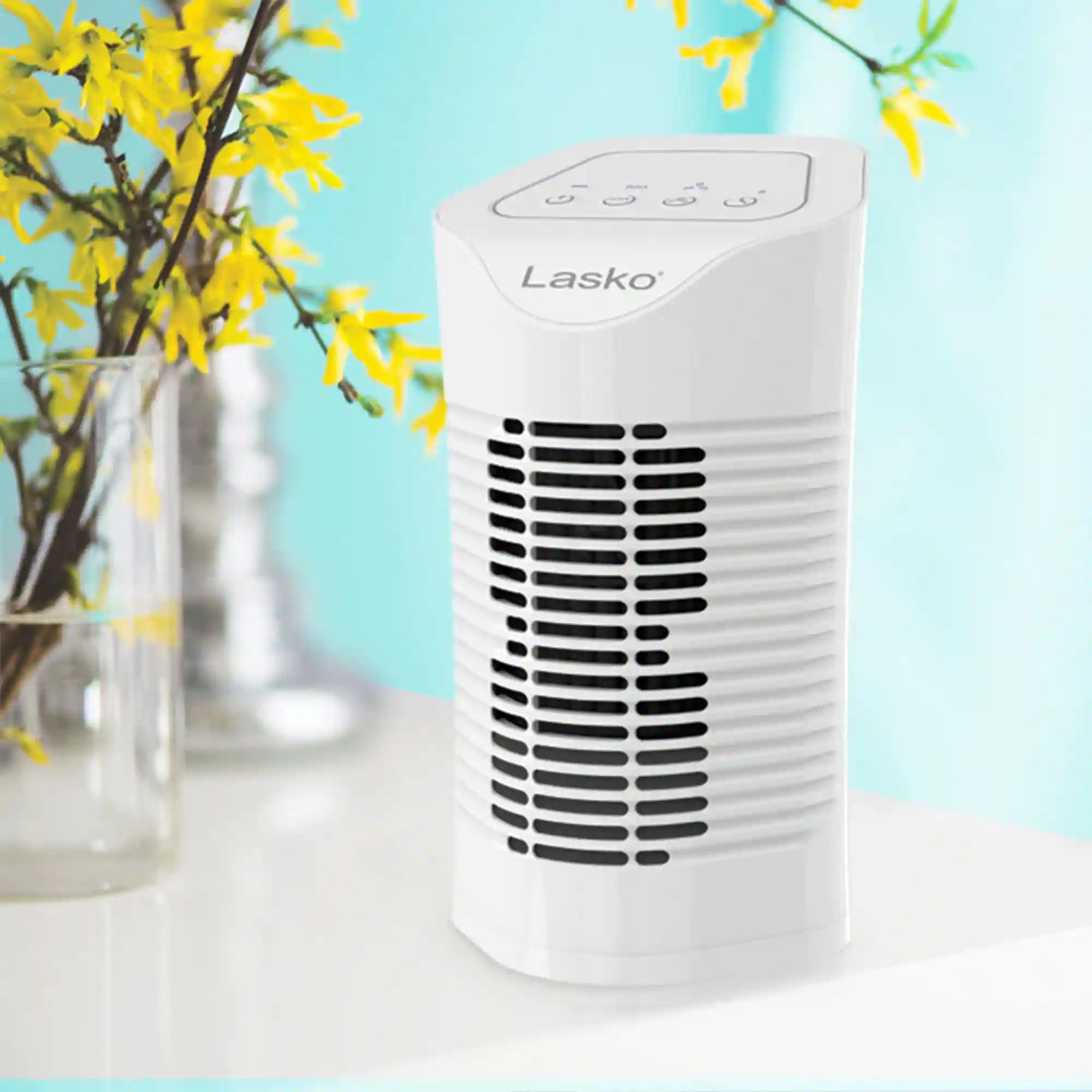 Lasko HF11200 HEPA 11" Table Top Air Purifier (3-speed 3-stage filtration, white)