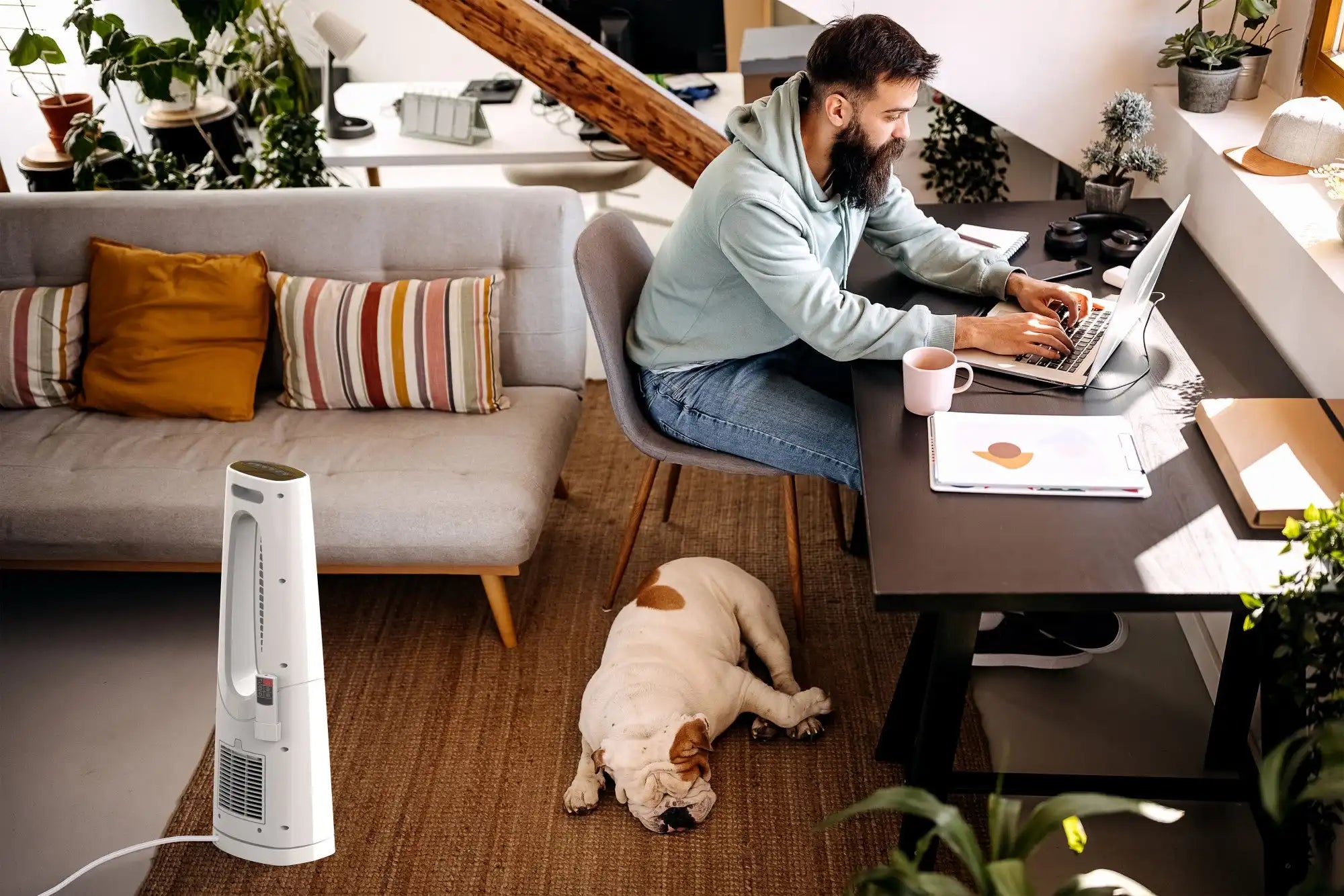 Lasko 1500W Bladeless Tower Heater with Remote Control, CW105, White