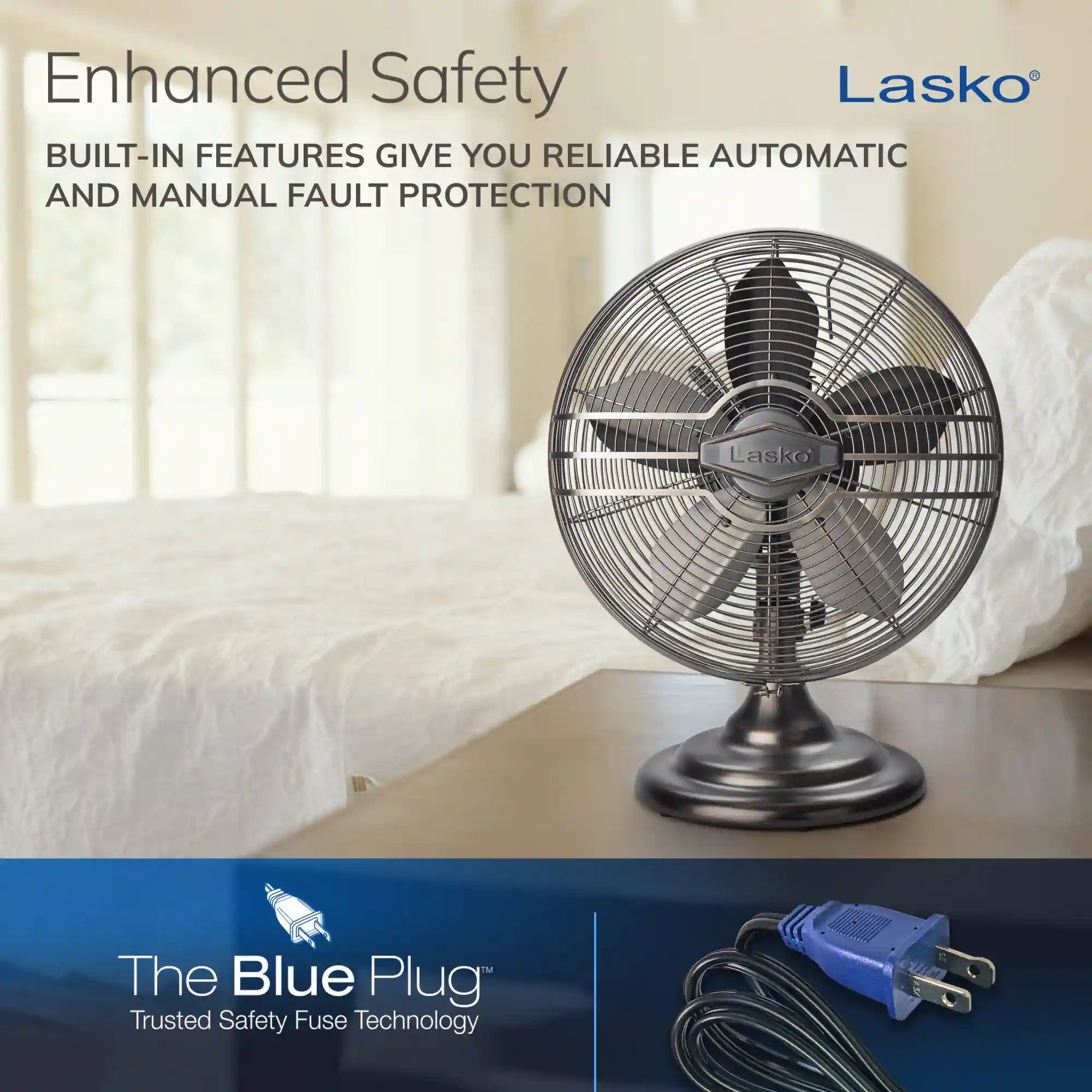 Lasko Classic 12" Table Top Fan (3-speed, manual, metal construction, bronze)