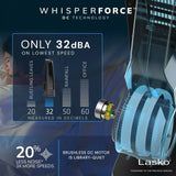 Lasko High Velocity WhisperForce™ DC 35" Tower Fan (9-speed, remote, timer, black)
