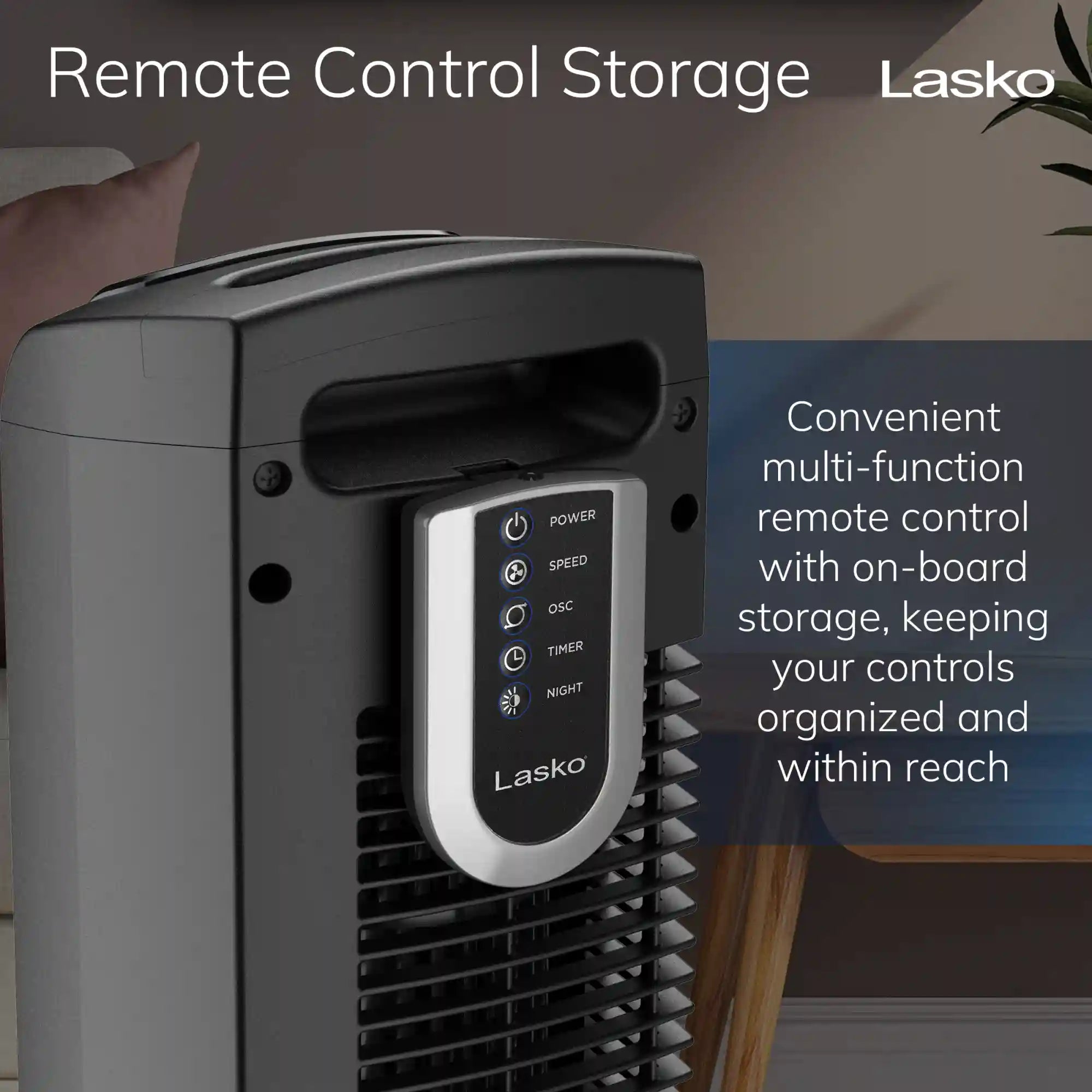 Lasko 36" Tower Fan with Nighttime Mode and Remote, T36205, Black