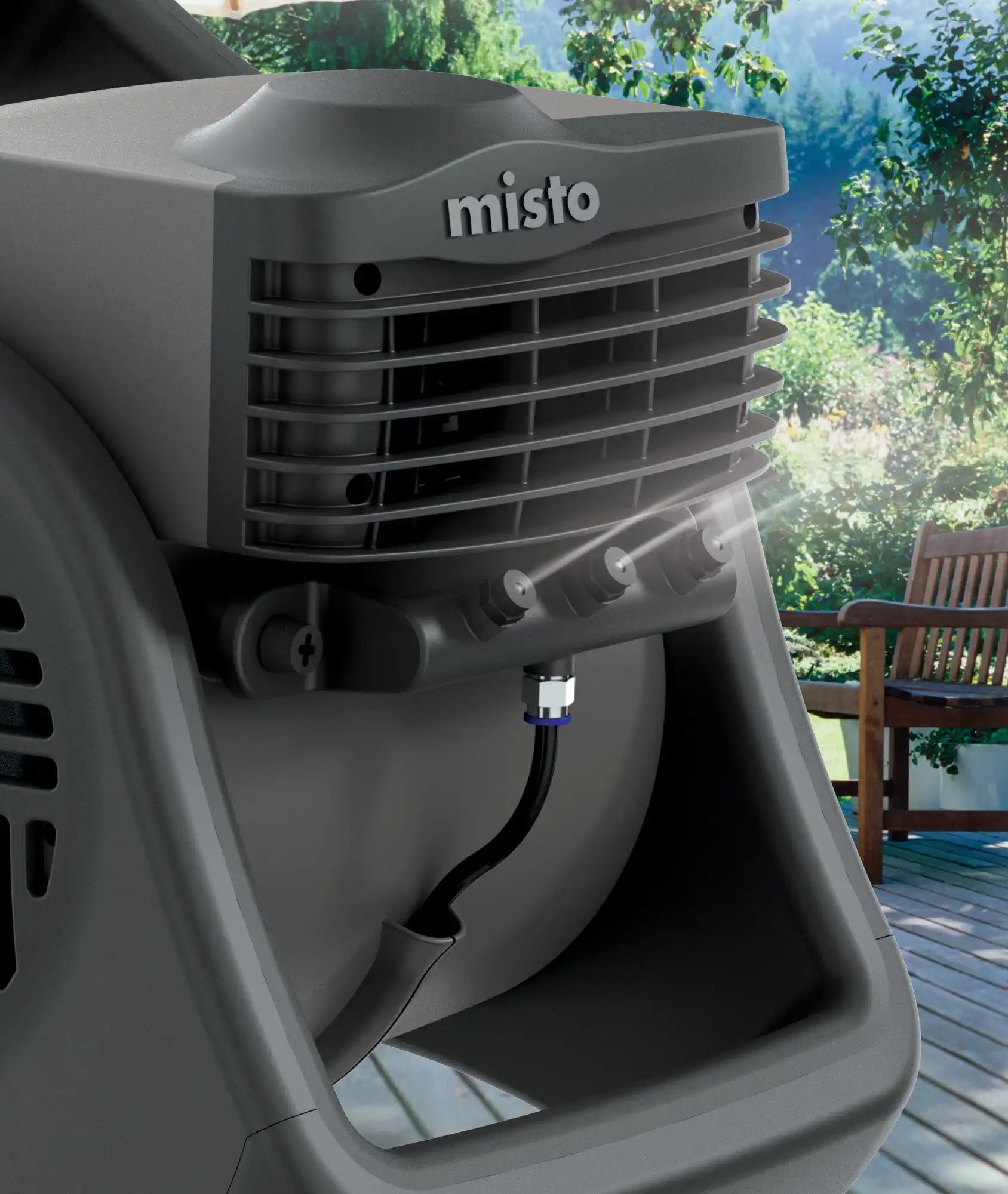 Lasko Misto® Outdoor Misting Fan (3-speed, pivoting, 9' hose, GFCI, black)