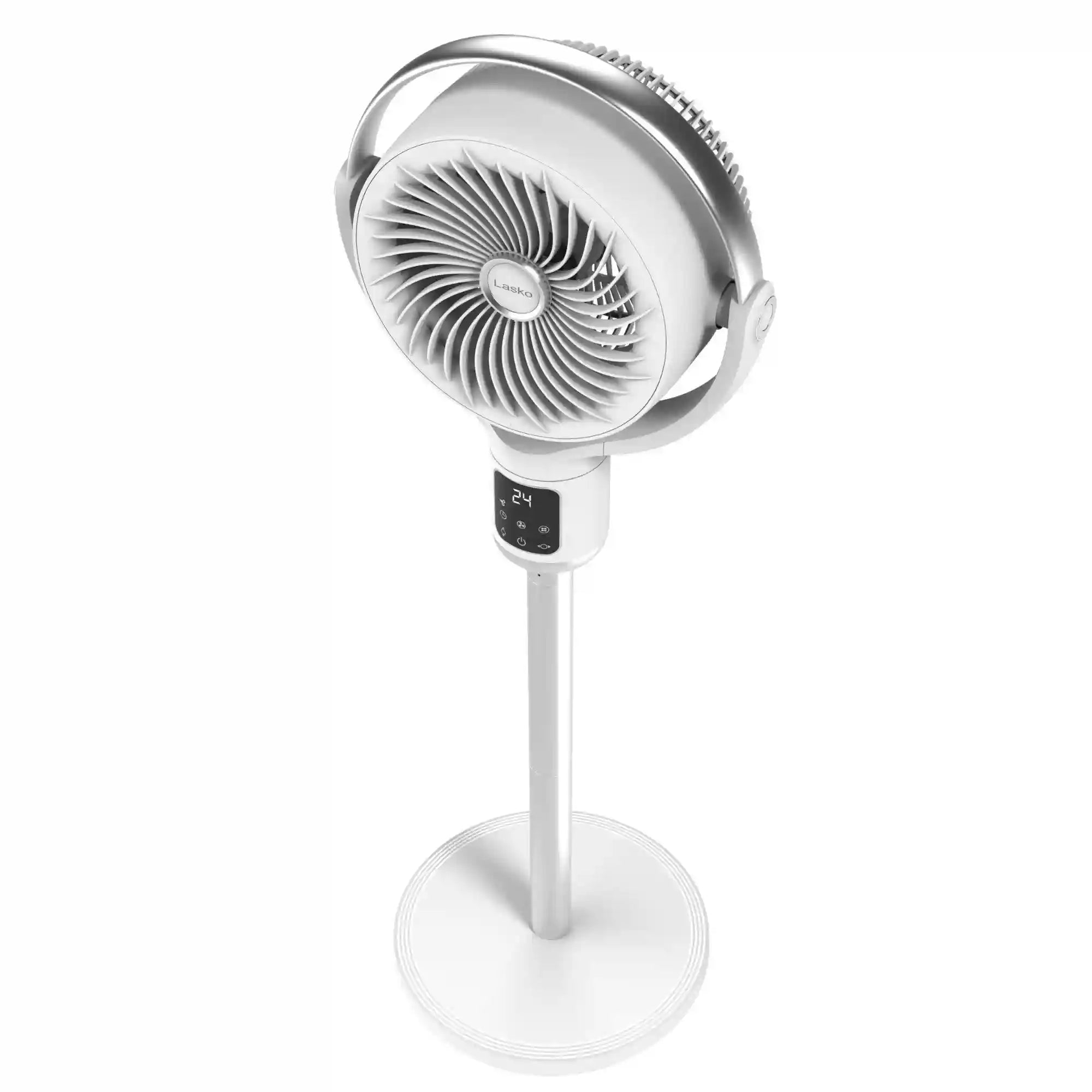 Lasko WhisperForce™ 24-speed DC Motor Pedestal Fan with Remote & Timer (white, model APDC301)