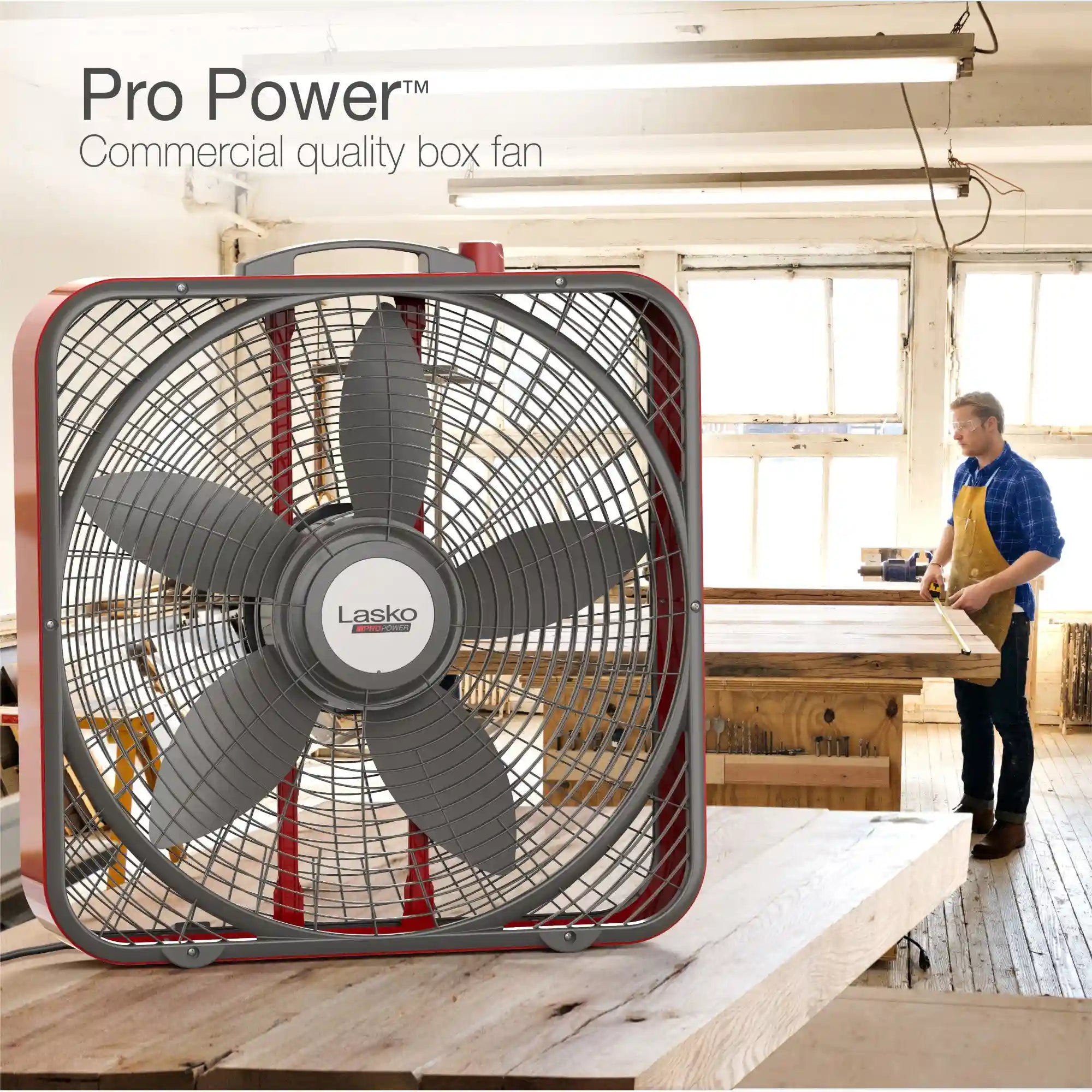 Lasko 20" 3-Speed Pro Power™ Industrial Grade Box Fan (red)