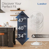 Lasko 16" Pedestal Fan (3-speed, manual, white)