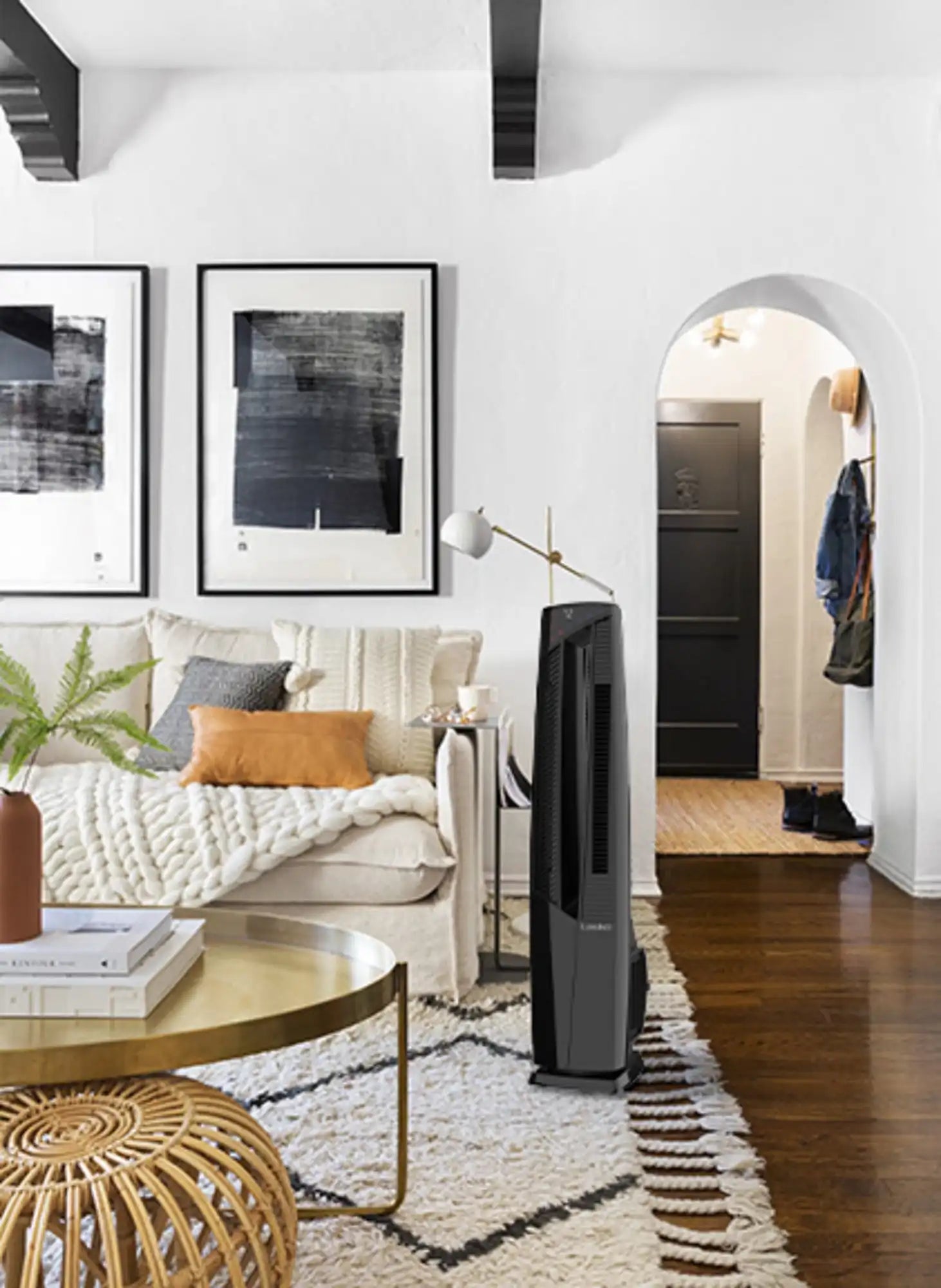 Lasko 1500W Electric Oscillating All Season Tower Fan and Space Heater with Remote, FHV801, Black