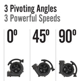 Lasko 3-Speed Super Fan Max Air Mover Floor Fan with Outlets, SF-20-BK, Black
