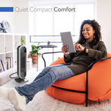 Lasko Aria™ 22" Ceramic Tower Heater (3 heat settings, remote, timer, smart, black)