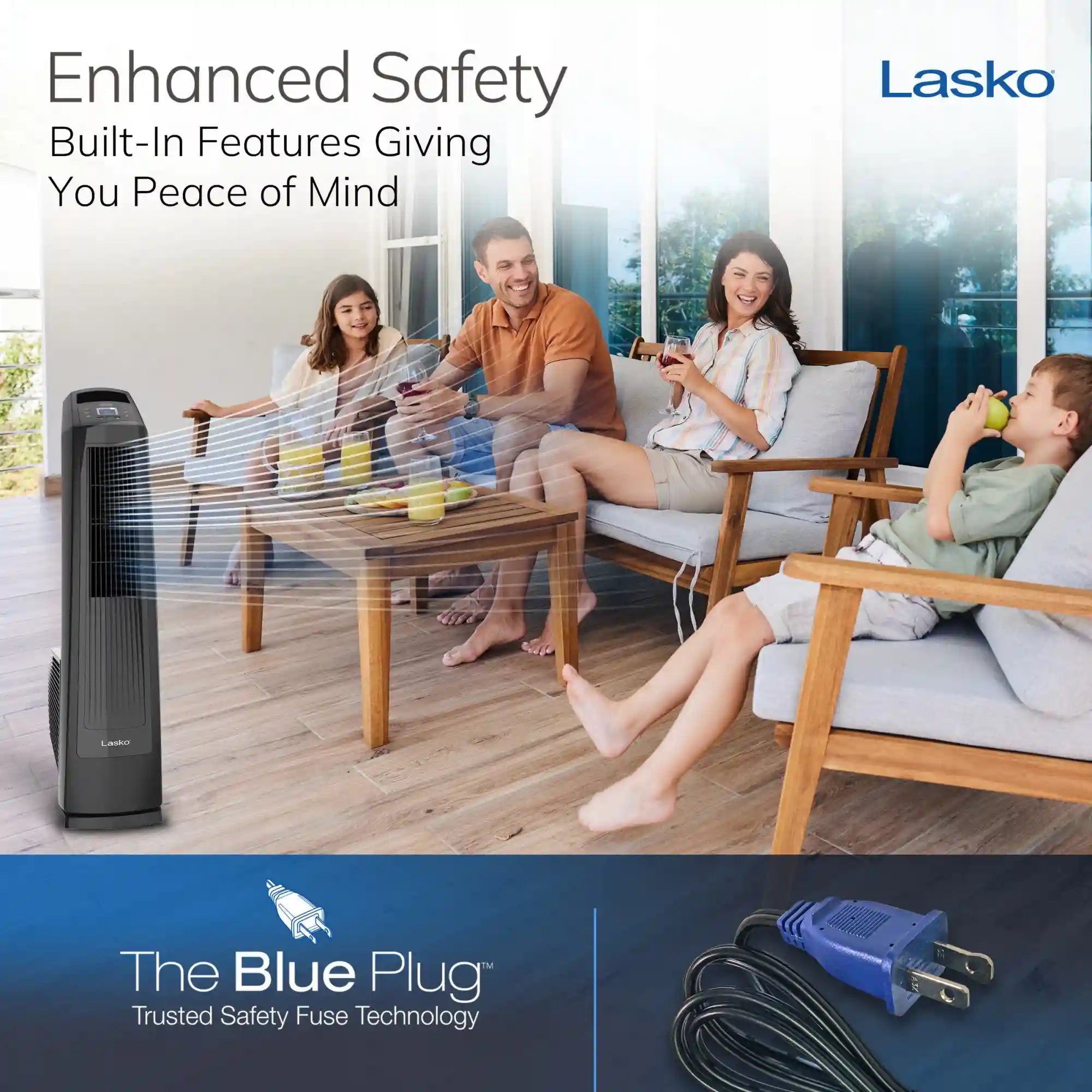 Lasko High Velocity 35" Tower Fan (3-speed, remote, timer, black)