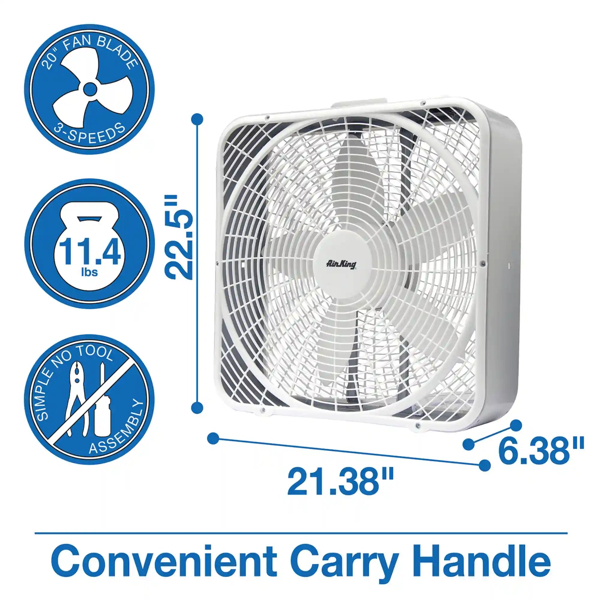 Air King 20" Commercial Grade Box Fan (3-speed, white)