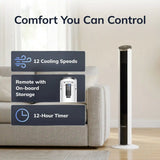 Lasko WhisperForce™ DC 42" Tower Fan (12-speed, remote, white)